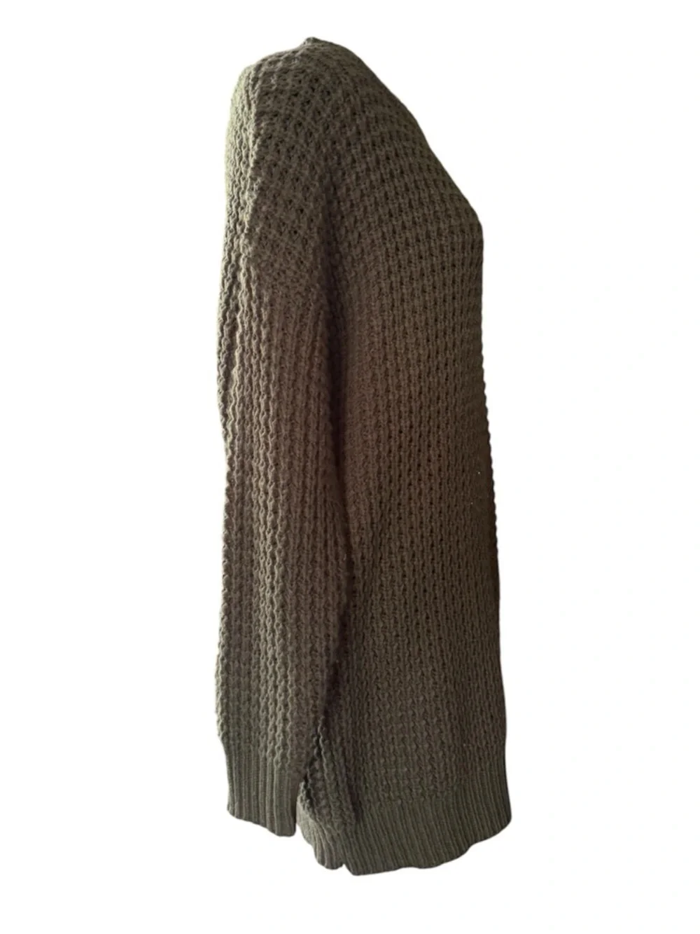 Olive Green Waffle Knit Women's Sweater